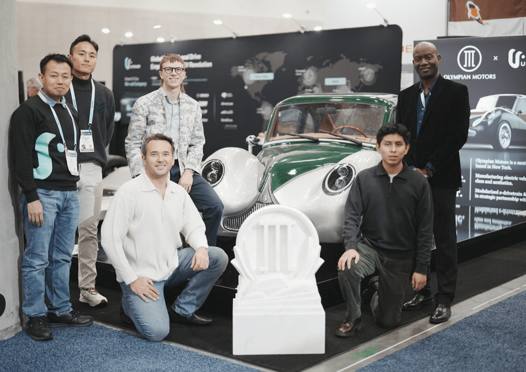Olympian Motors team and Model O1 at CES Demo Days in Las Vegas