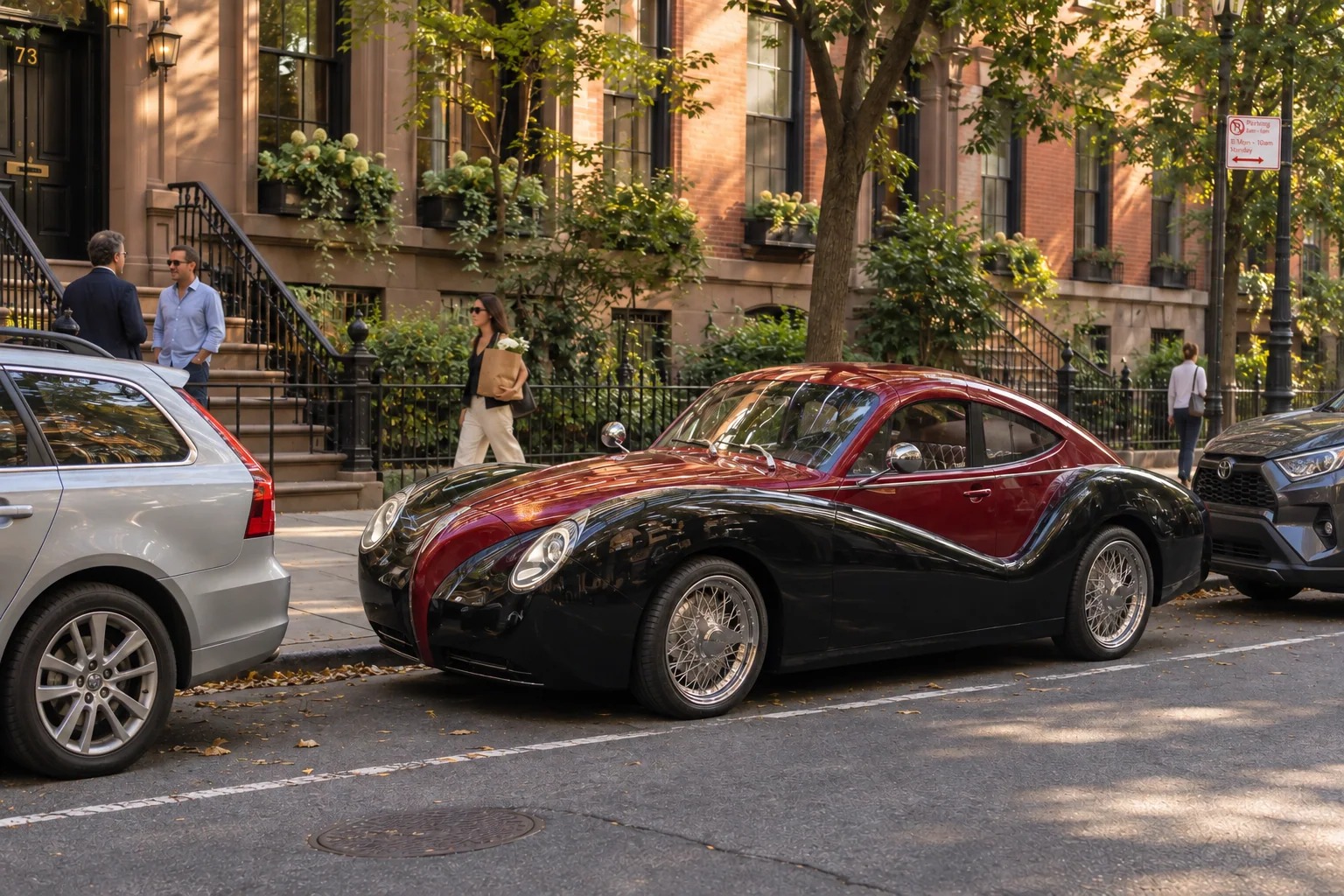 Red and black Olympian Model O1 on a New York street